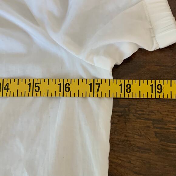 NWT Generra Eggshell Half Button White Cotton Blouse with Sash Size Small - Picture 9 of 12